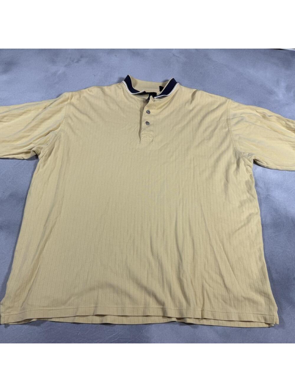 Vintage 90s Greg Norman Collection Golf Polo Men’s XXL Yellow Shark Logo Ribbed